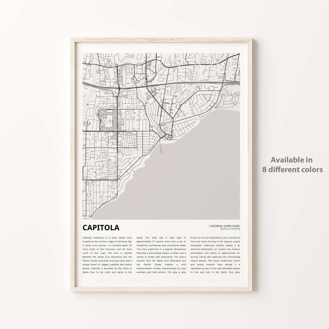 Capitola Map Print Travel Wall Decor Art Housewarming Gift