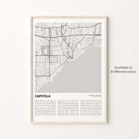 Capitola Map Print Travel Wall Decor Art Housewarming Gift