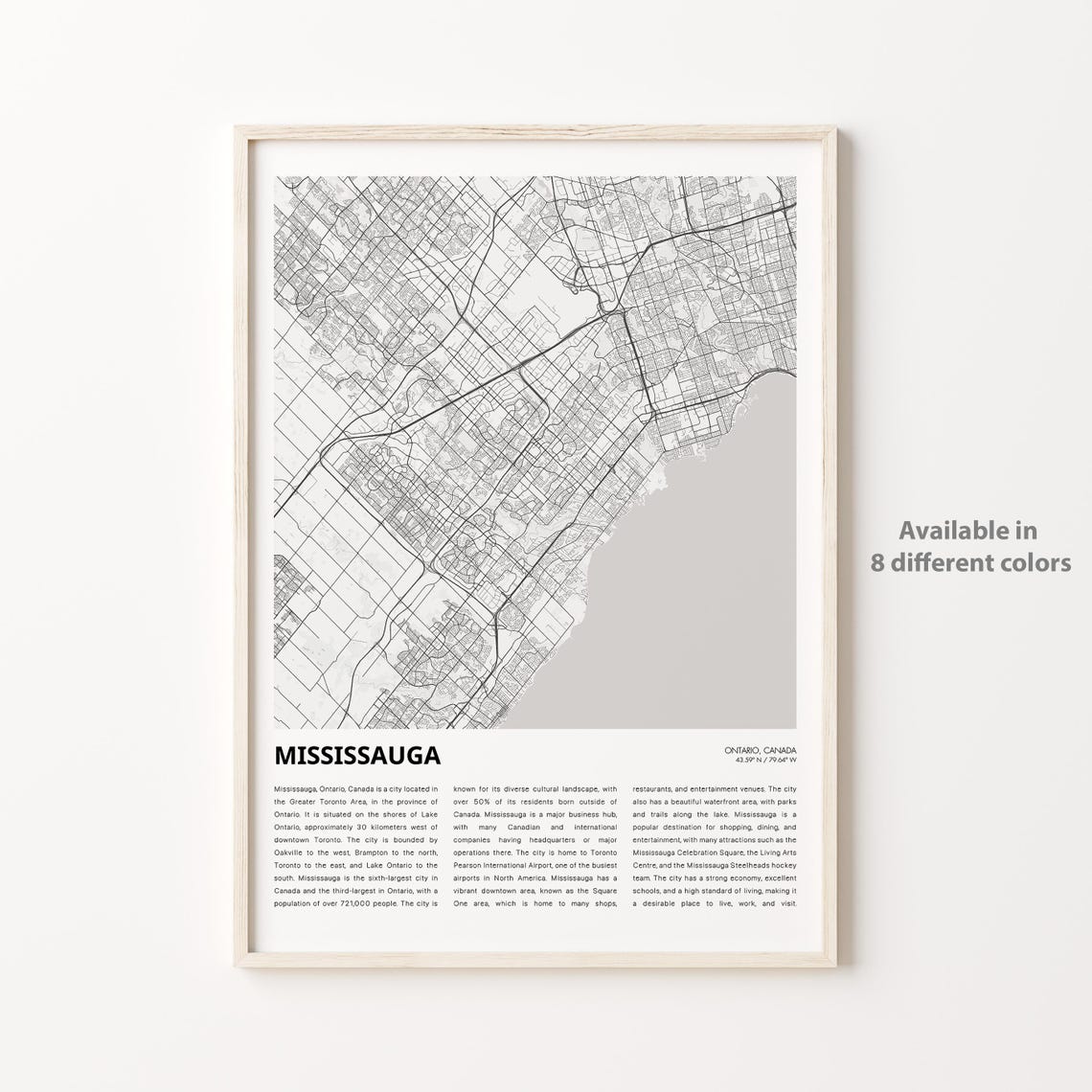 Mississauga Map Print Travel Wall Decor Art Ontario Housewarming Gift