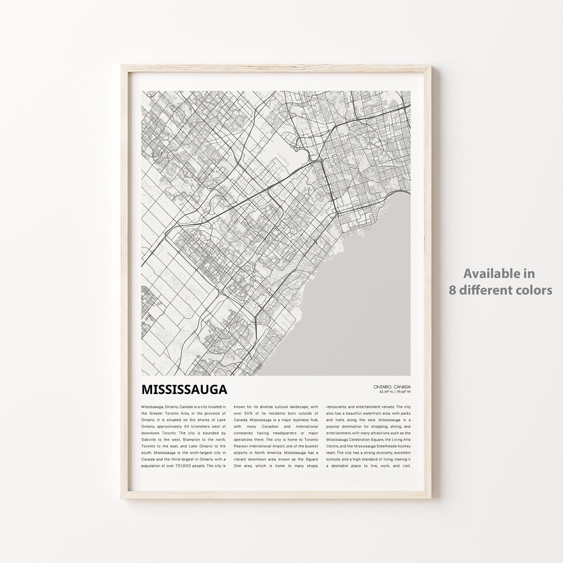 Mississauga Ontario Canada Minimalist City Street Map Poster