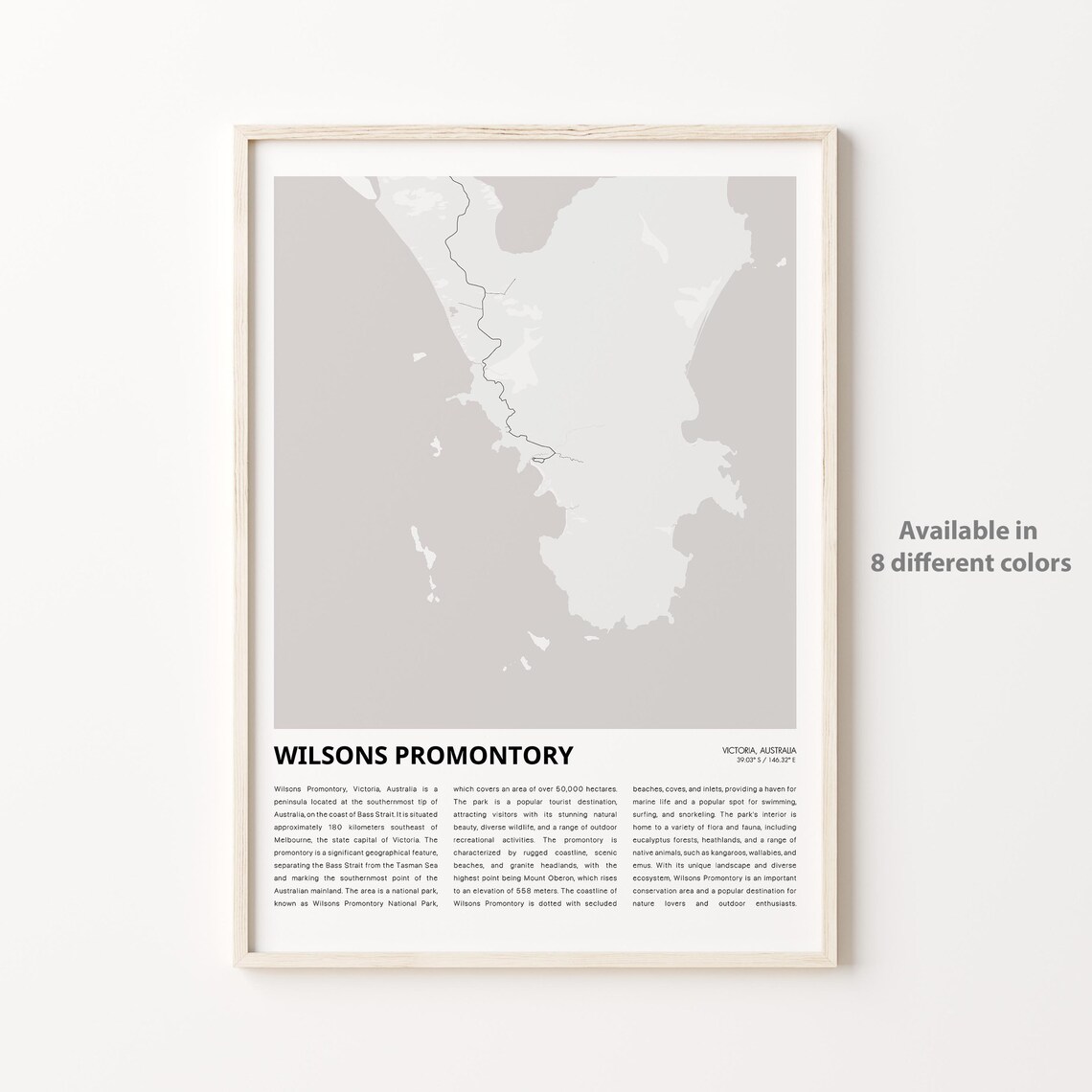Wilsons Promontory Victoria Australia Minimal Coast Map Poster