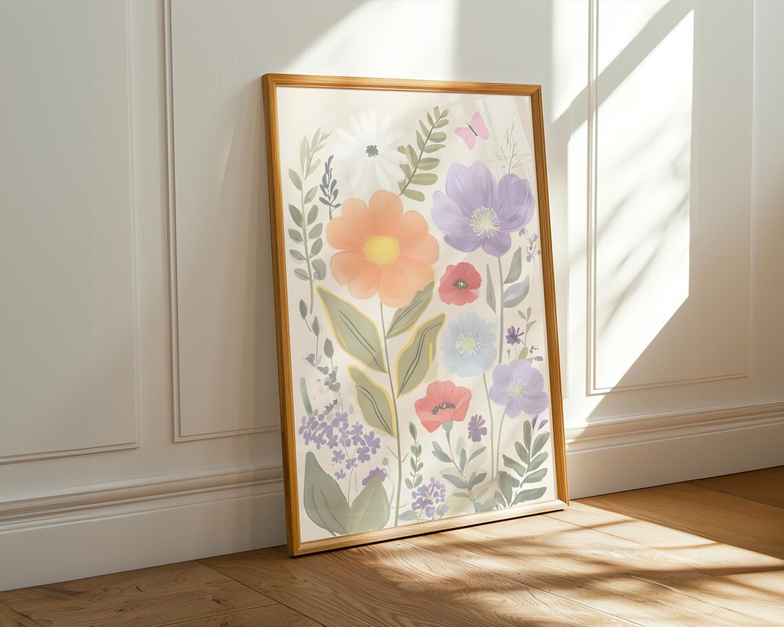 Floral Symphony With Butterflies Poster Print