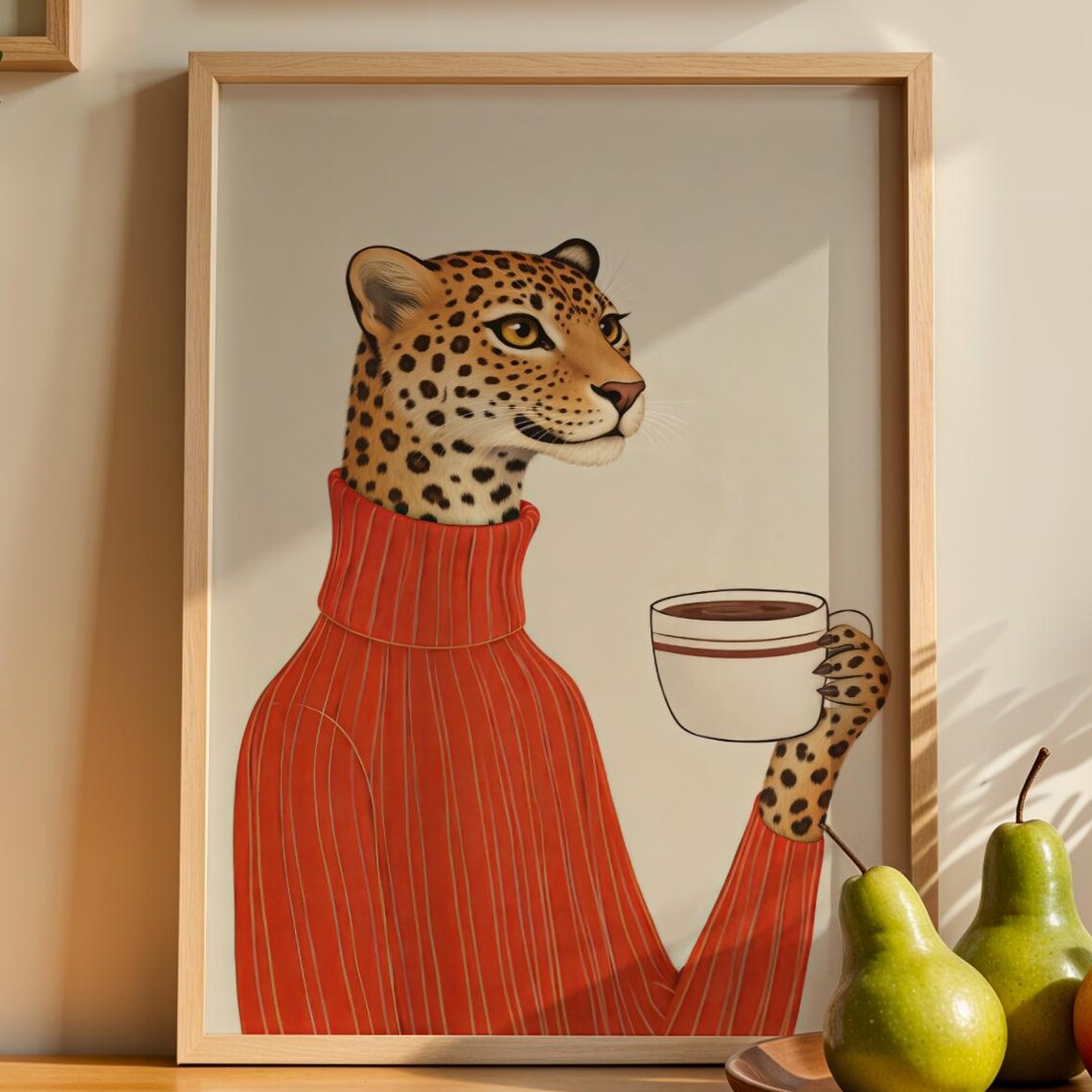 Leopard In Sweater Print, Funny Coffee Decor