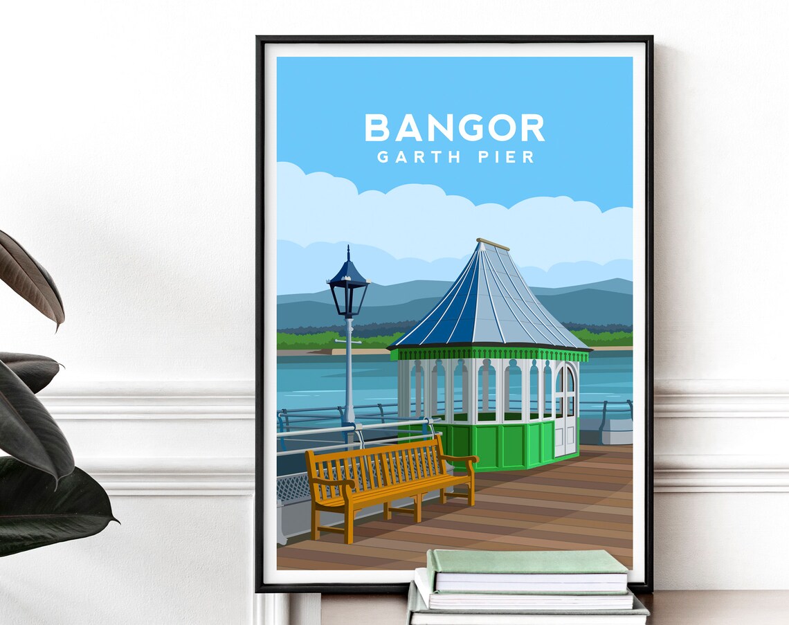 Garth Pier Bangor, North Wales Travel Poster