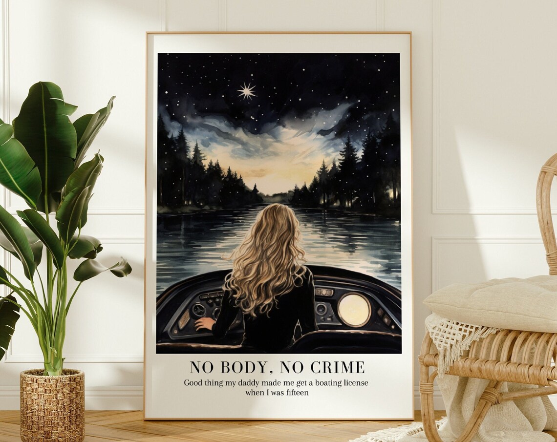 Taylor Swift No Body No Crime Night Boat Lake Watercolor Poster
