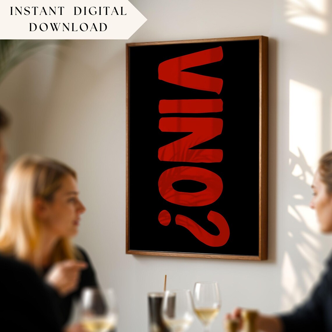 Wine Instant Wine Cocktail Poster, Bar Cart Art