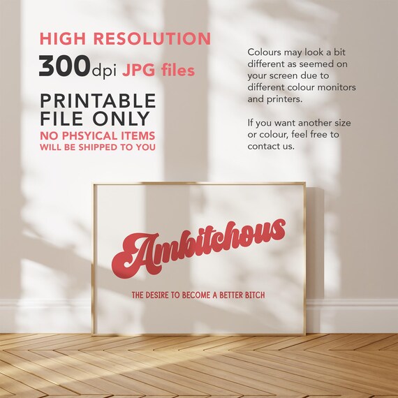 Ambitchous Better Bitch Funny Retro Red Typography Quote Poster