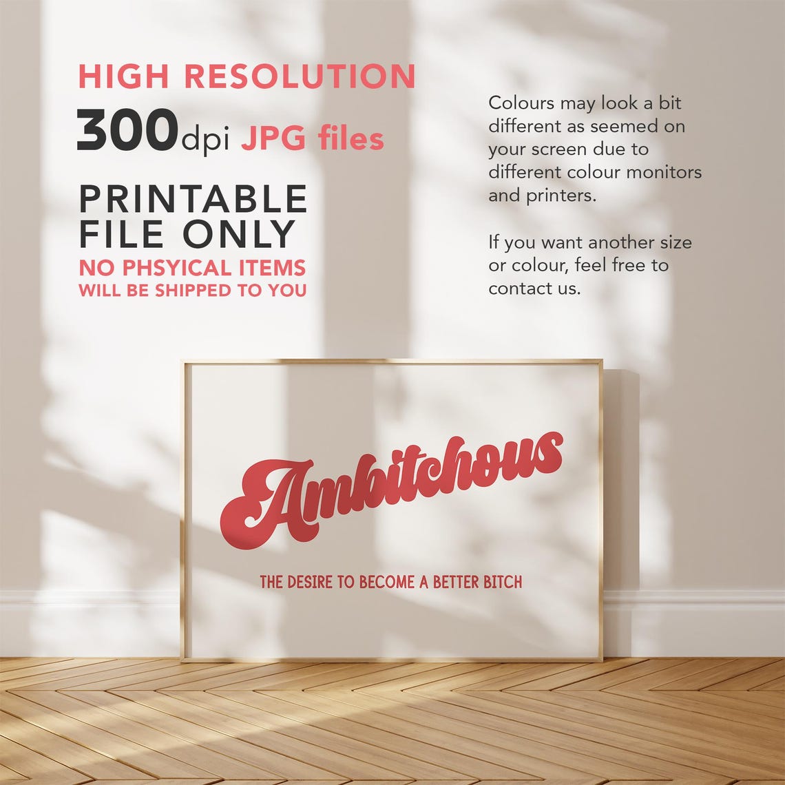 Ambitchous Better Bitch Funny Retro Red Typography Quote Poster