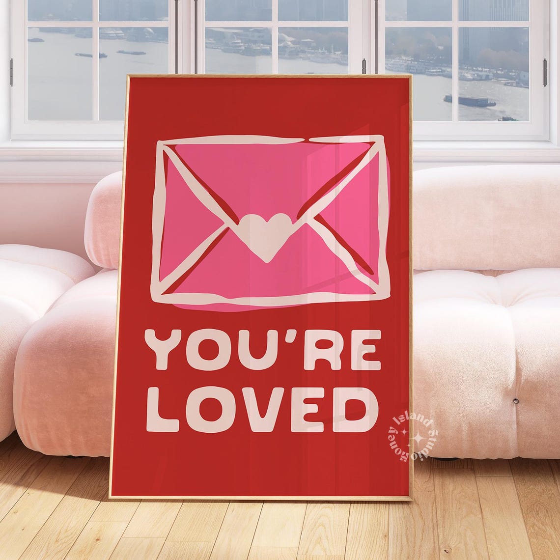 You Are Loved Bold Red Envelope Heart Trendy Affirmation Poster