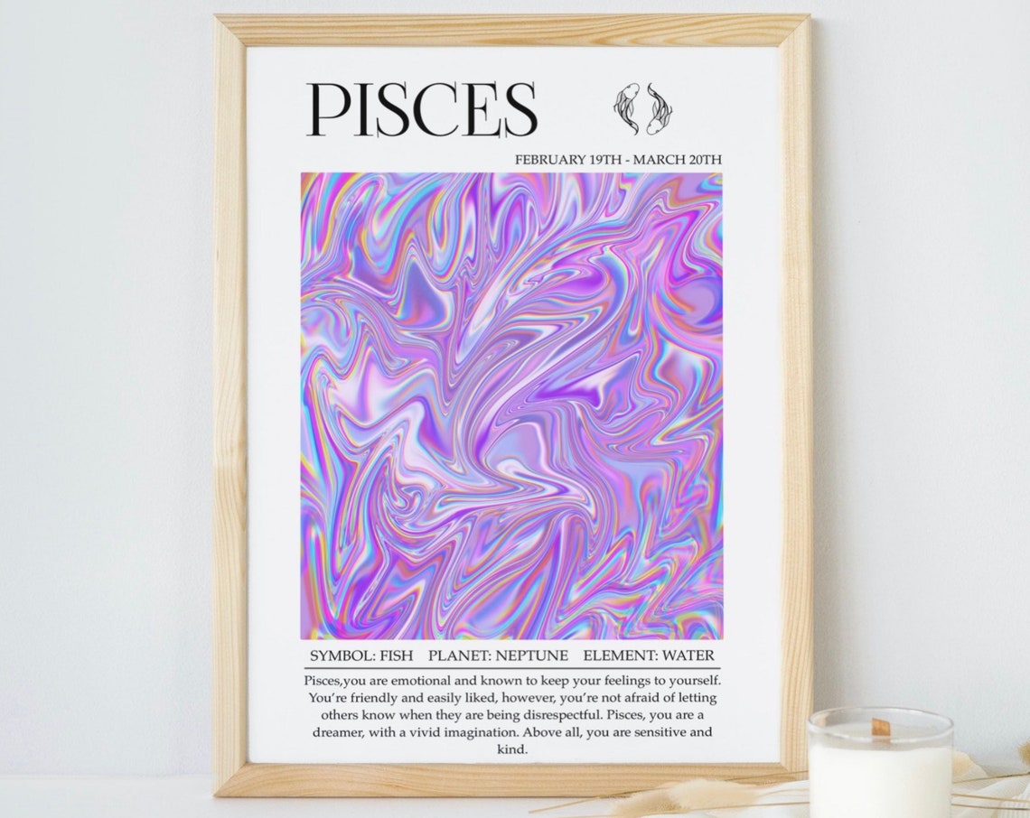 Pisces Zodiac Print, Astrology Wall Art