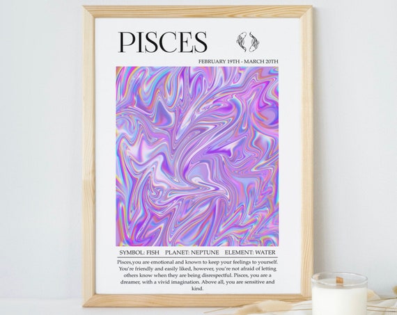 Pisces Zodiac Print, Astrology Wall Art