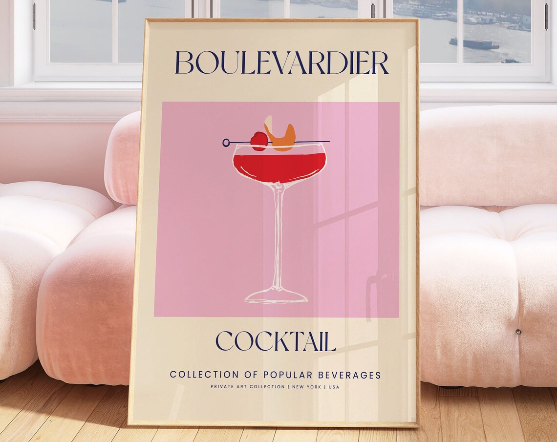 Boulevardier Cocktail, Vintage New York Art Print