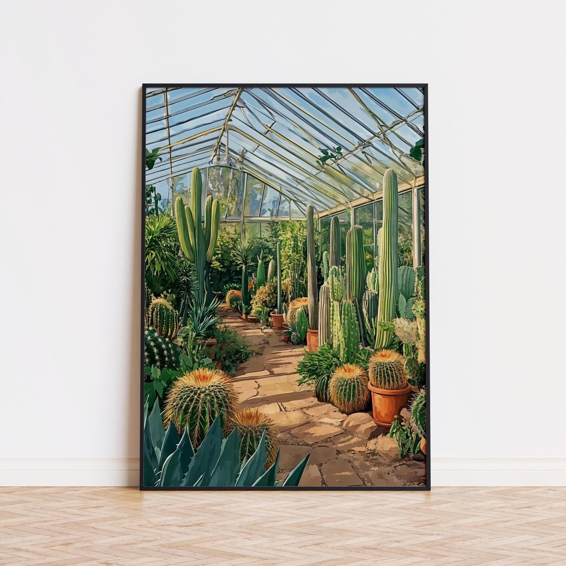 Sunlit Greenhouse Cactus House Desert Botanical Garden Art Poster