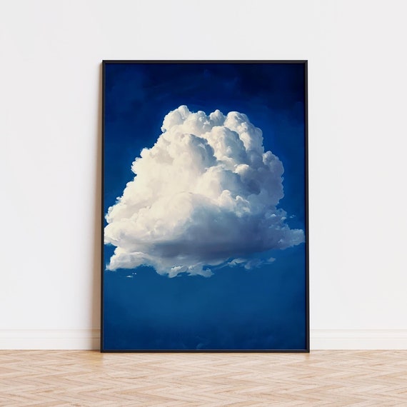 Cloud Wall Art Lone Cloud Large Sky Cloud Art Blue Wall Art Artful Clouds Wall Art Contemporari Print Minimalist Artful Poster