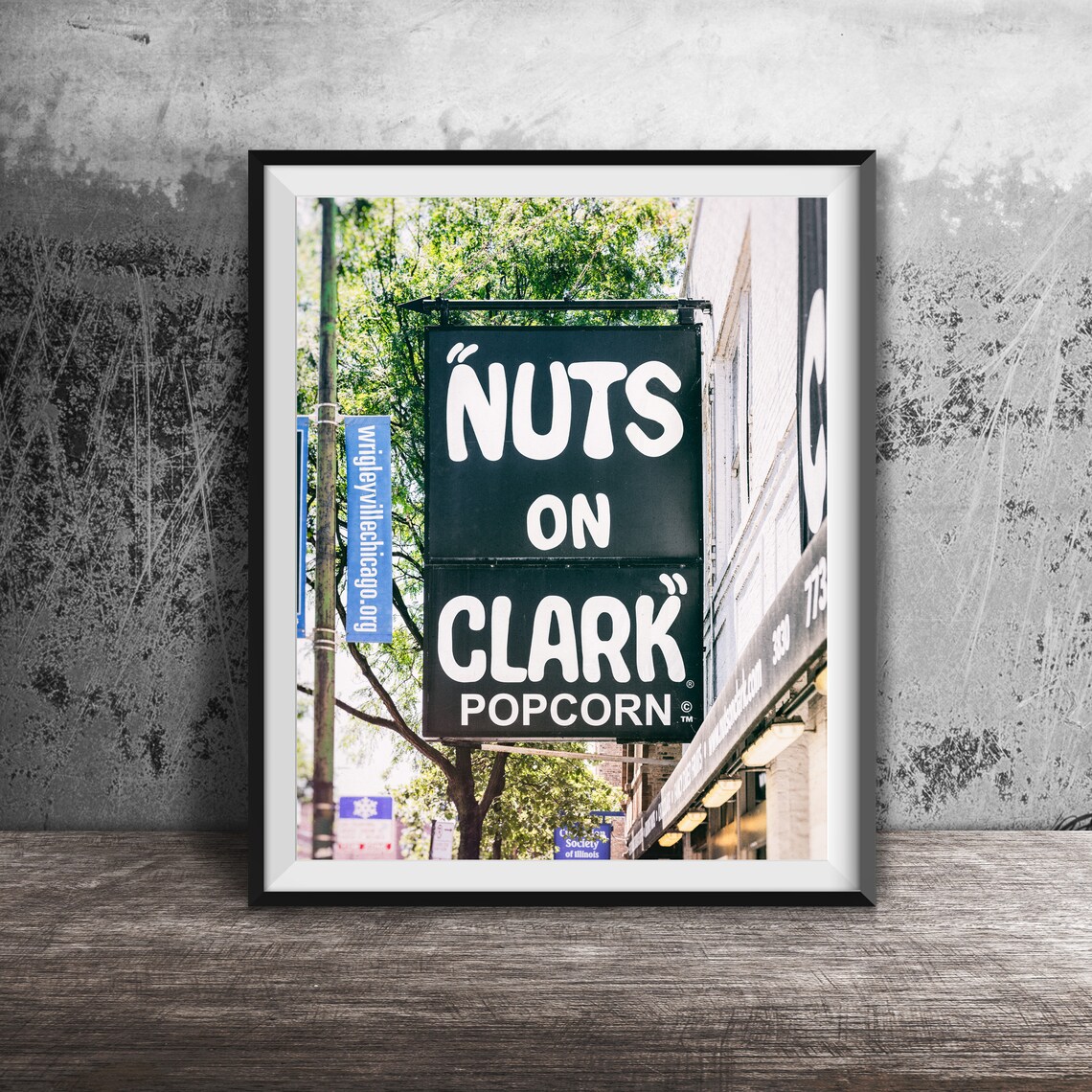 Nuts on Clark Popcorn Chicago Wrigleyville Sign Photography Poster