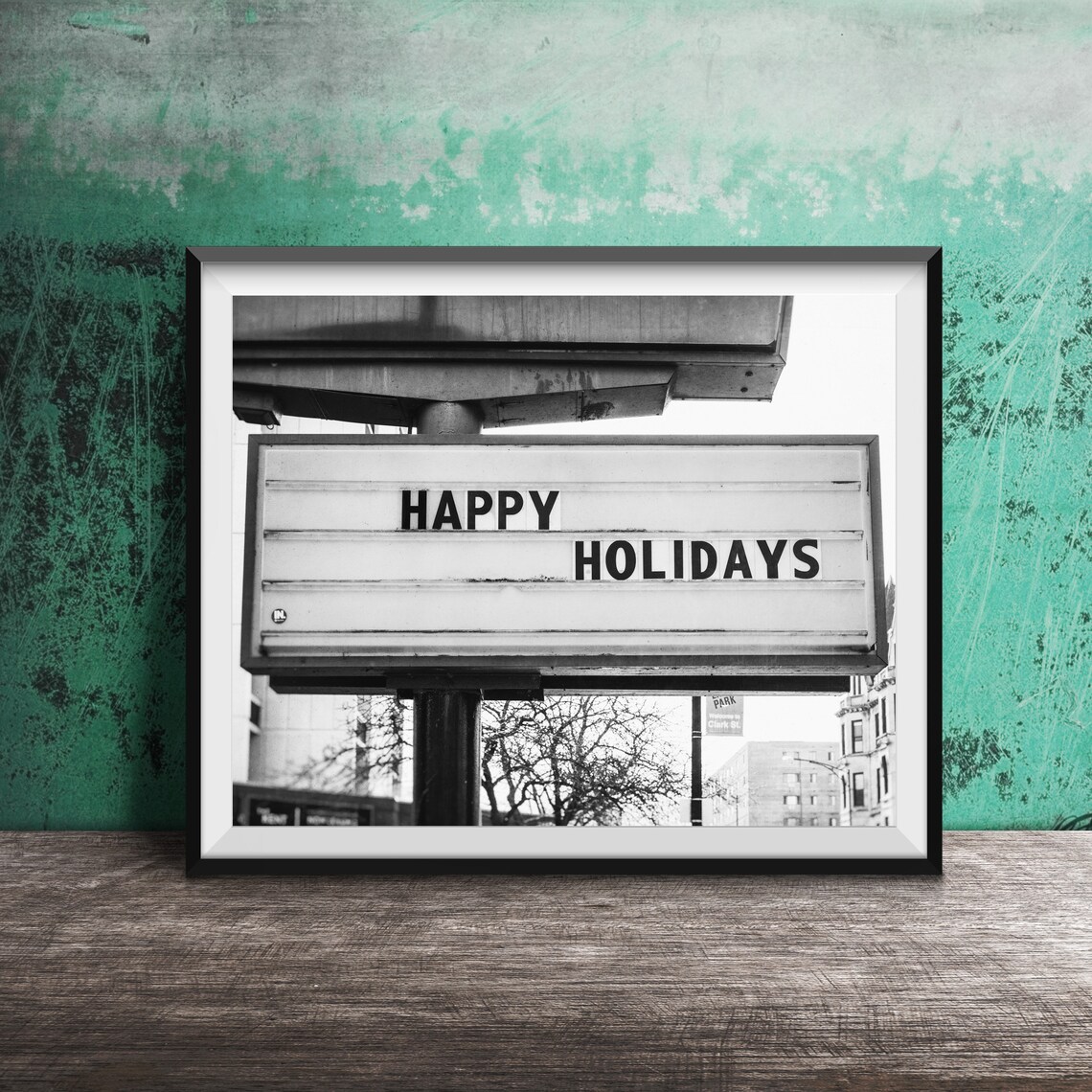 Happy Holidays Bright Yellow Changeable Letter Sign Photography Poster - Image 2
