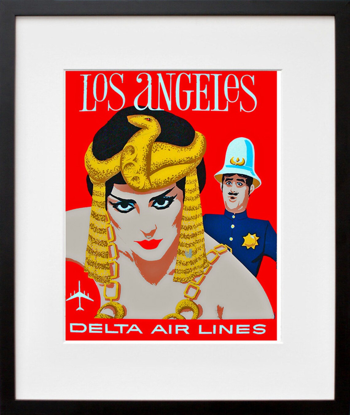 Los Angeles Delta Air Lines Hollywood Starlet Vintage Travel Poster