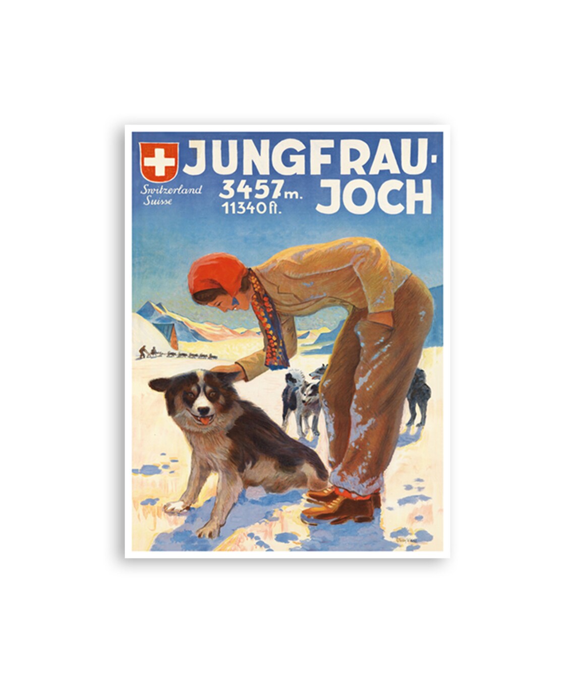 Jungfrau Switzerland Travel Poster Print, Alpine View