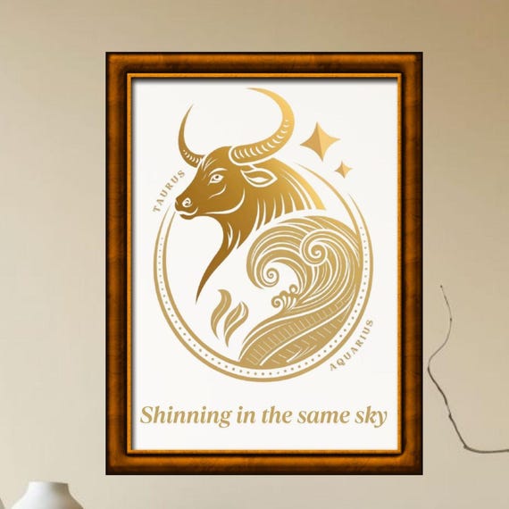 Custom Astrological Signs Posterprintable Wall Artpersonalized Zodiac Entangledtwo Interwined Astrology Gift Print