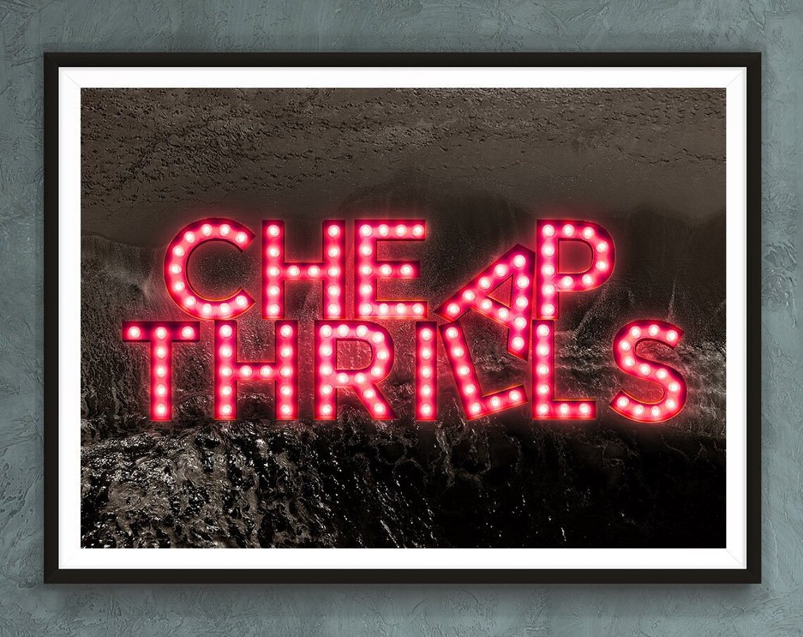 Cheap Thrills Neon Sign Art Print, Ocean Photography