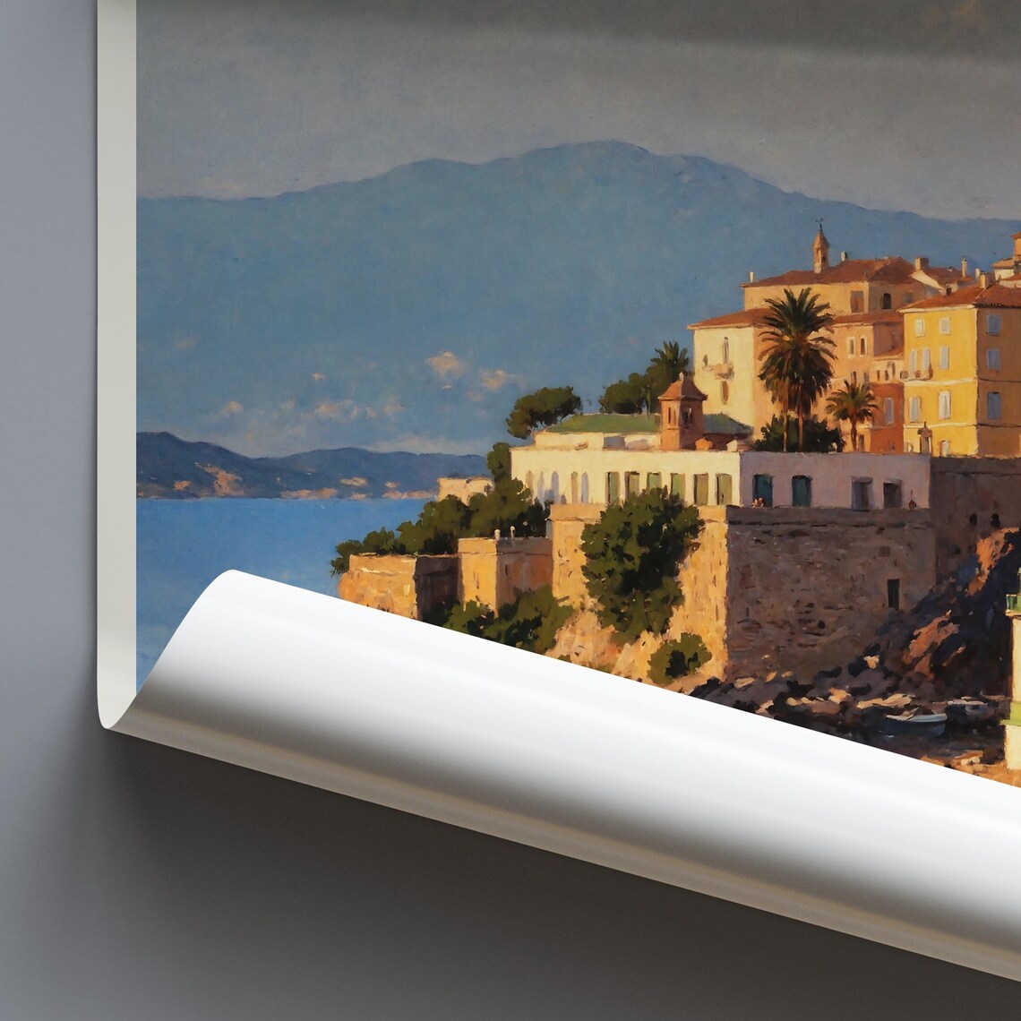 Bastia Corsica France Old Town Rocky Harbor Painted Travel Poster - Image 4