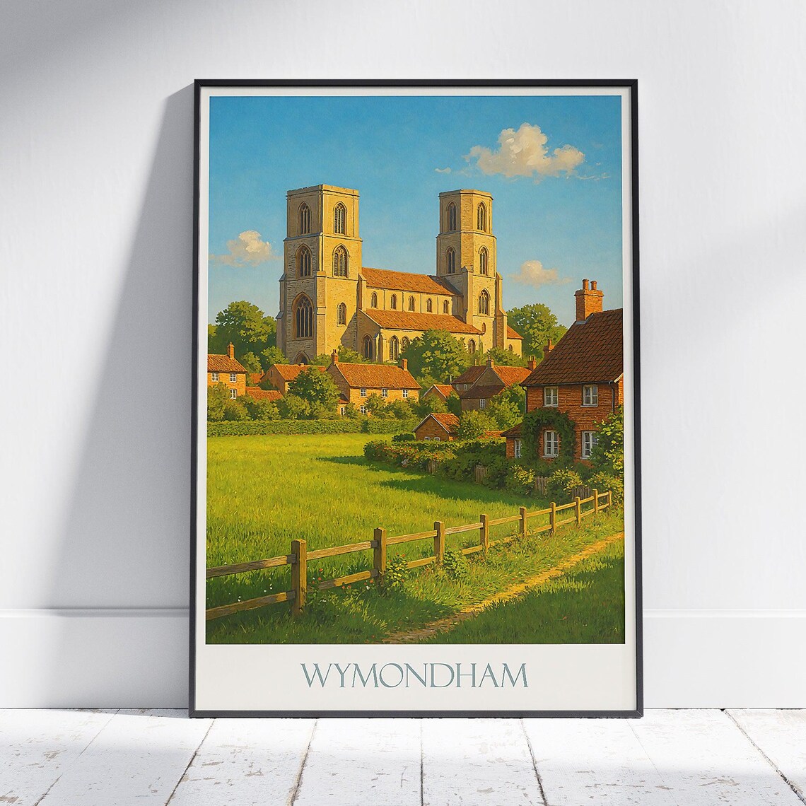 Wymondham Abbey Norfolk Twin Towers Village Church Travel Poster