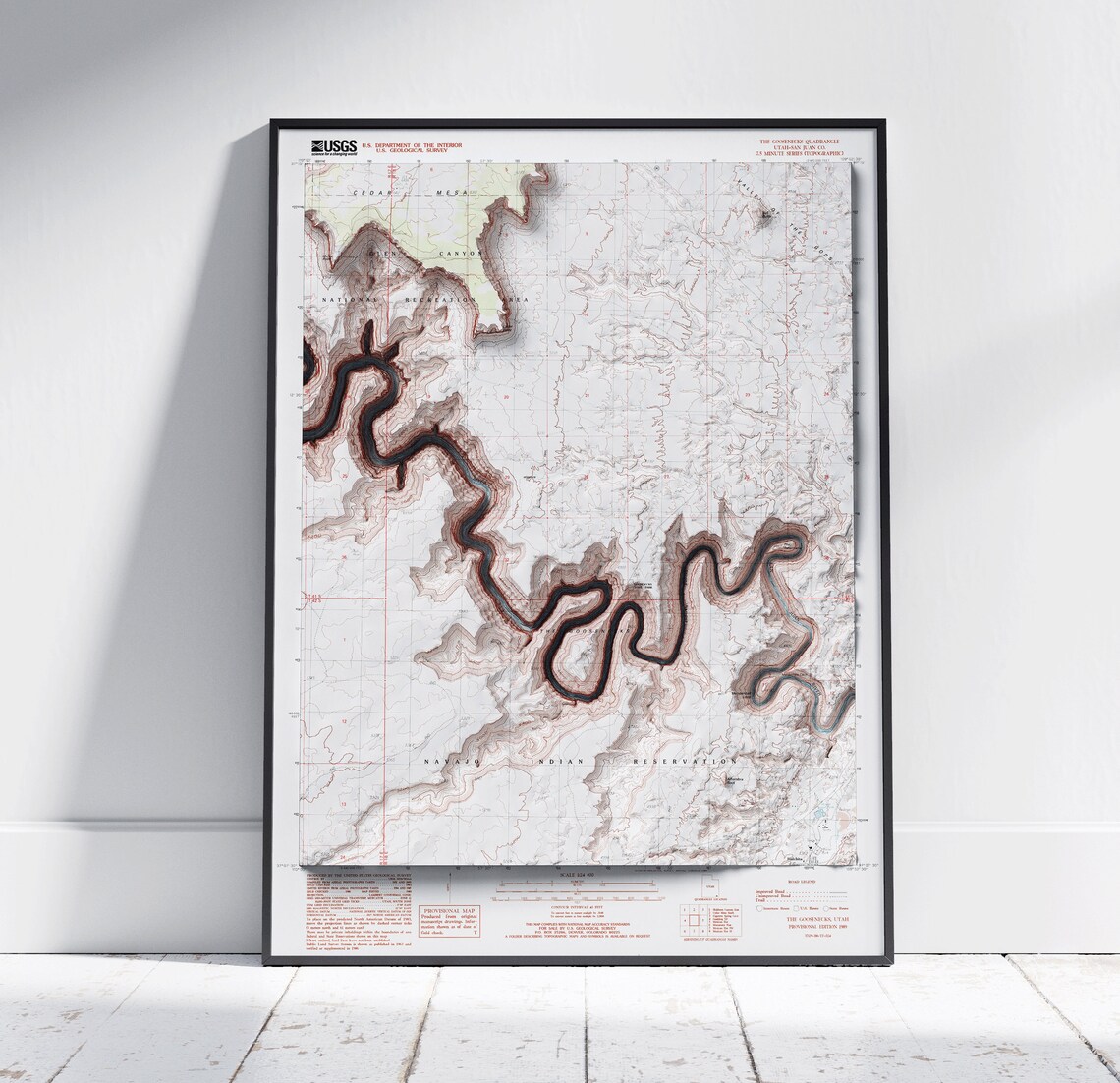 Goosenecks State Park Utah San Juan River USGS Topographic Map Poster