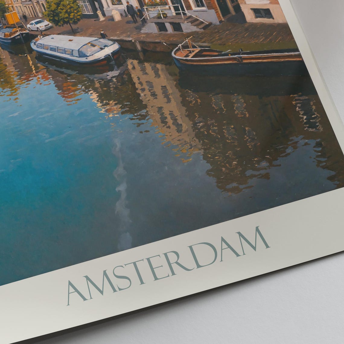 Amsterdam Netherlands Canal Gabled Houses Painted Travel Poster - Image 3