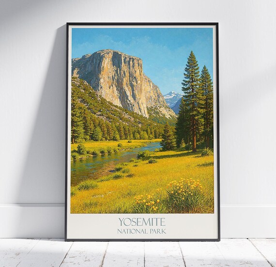 Yosemite National Park El Capitan Meadow Wildflower Valley Poster