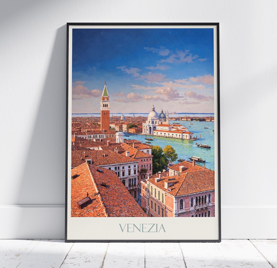 Venice Venezia Grand Canal Aerial Rooftops Italy Travel Poster