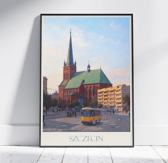 Szczecin Travel Print Poland Travel Poster Painted Wall Art Print Home Decor Framed Personalized Print Vacation Travel Gift