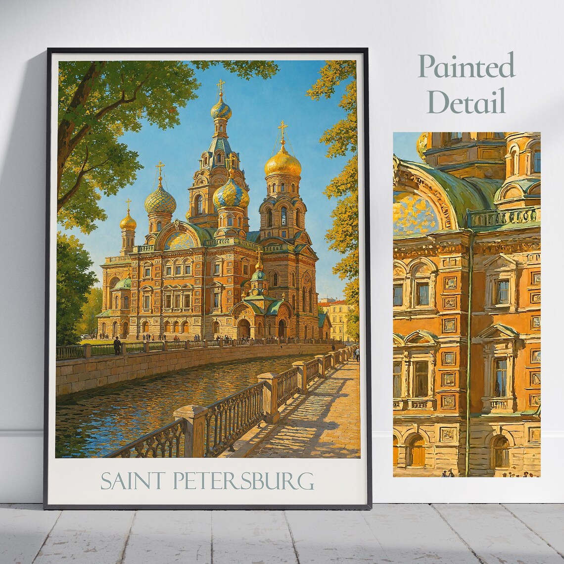Saint Petersburg Church of the Savior Canal Painted Travel Poster