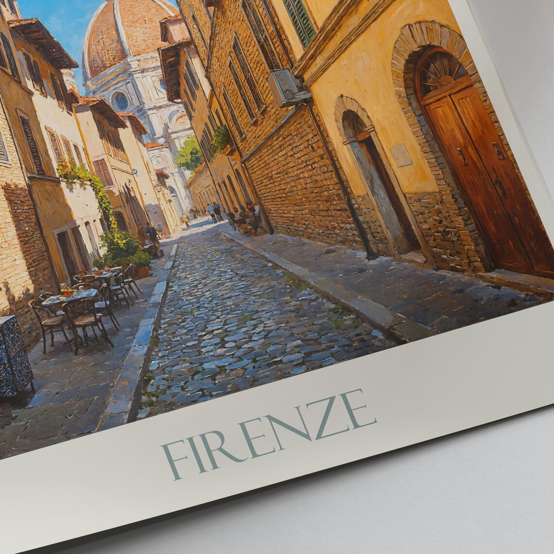 Charming Florence Firenze Duomo Cafe Street Italy Travel Poster - Image 4
