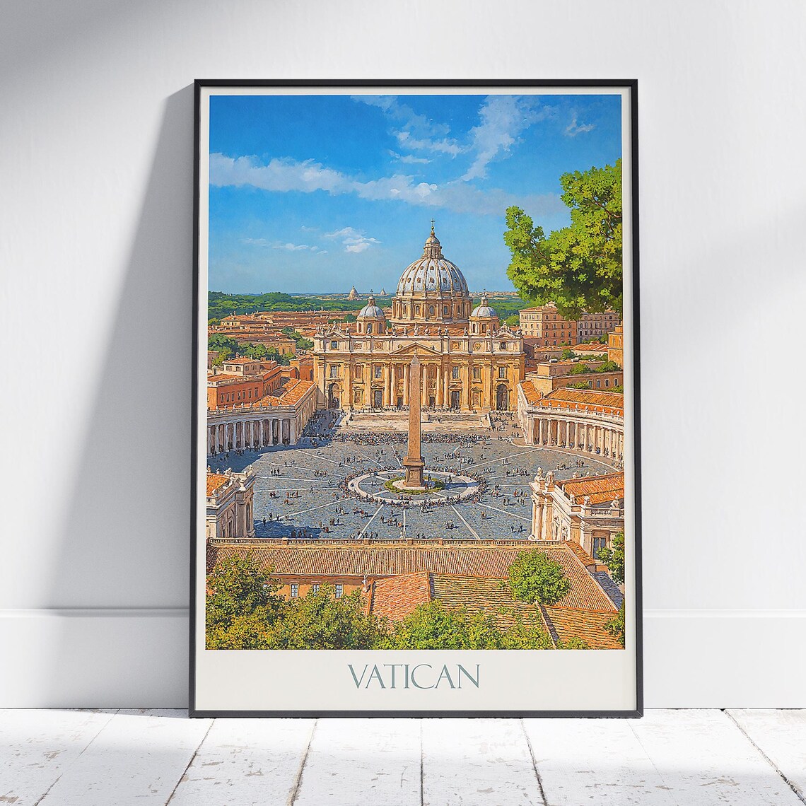 Vatican Rome St Peter's Basilica Square Aerial View Travel Poster