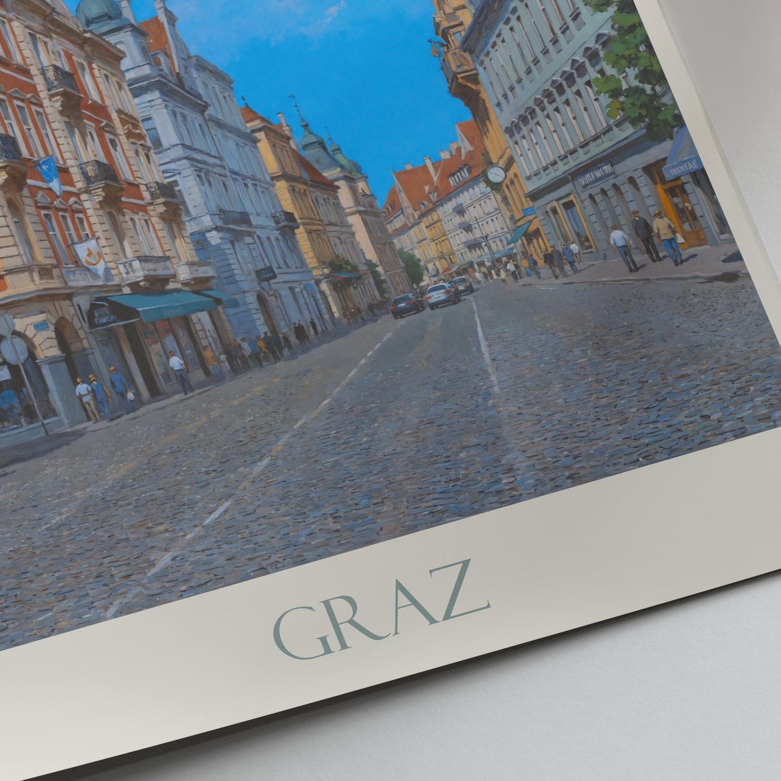 Graz Old Town Historic Street Clock Tower Austria Travel Poster - Image 4