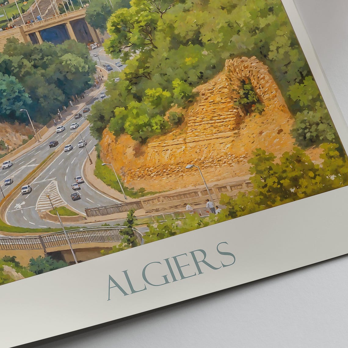 Algiers Algeria Martyrs Memorial Painted Travel Poster Landmark - Image 2