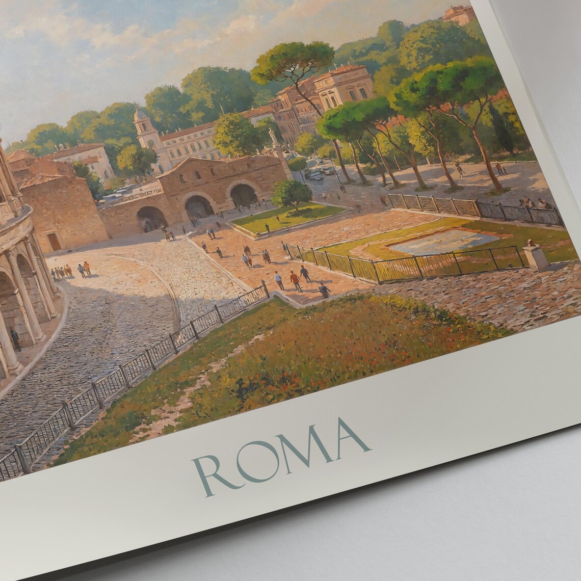 Rome Italy Colosseum Ancient Landmark Golden Hour Painted Poster - Image 2