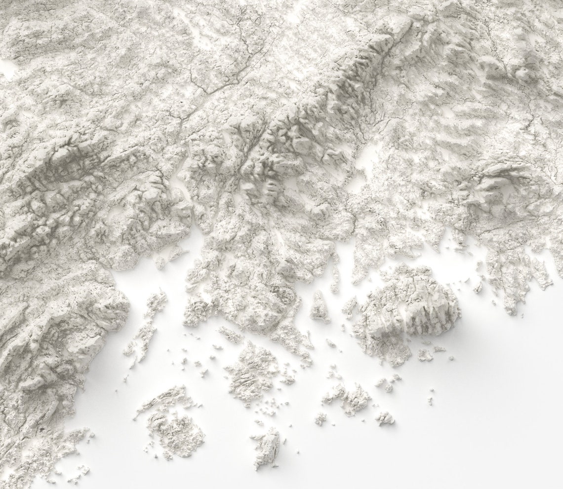 Maine Minimalist Shaded Relief Topographic State Map Art Print - Image 3