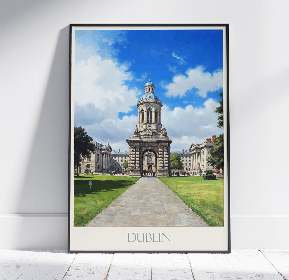 Dublin Trinity College Campanile Ireland Vintage Travel Poster Art