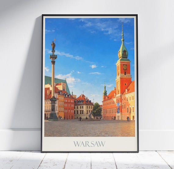 Warsaw Travel Print Poland Travel Poster Wall Art Home Decor Personalized Gift Painting Framed