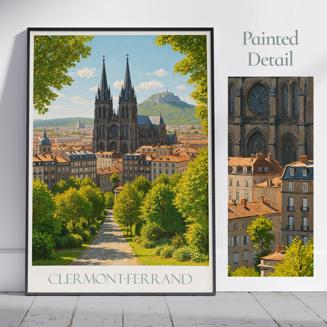 Clermont Ferrand France Cathedral Twin Spires City View Poster