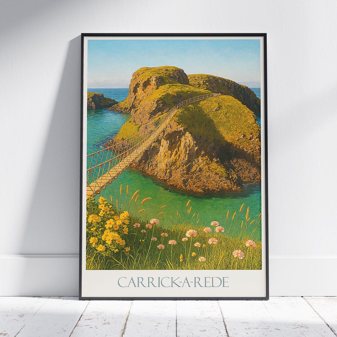 Carrick-a-Rede Rope Bridge Antrim Coast Cliffs Scenic Poster