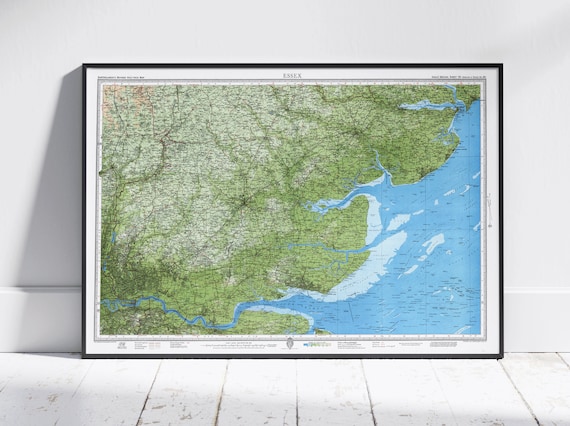 Vintage Essex England County Map Green Countryside Coastal Atlas Art Poster