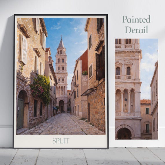 Split Travel Print Croatia Travel Poster Painted Wall Art Home Decor Framed Personalized Print Vacation Travel Gift