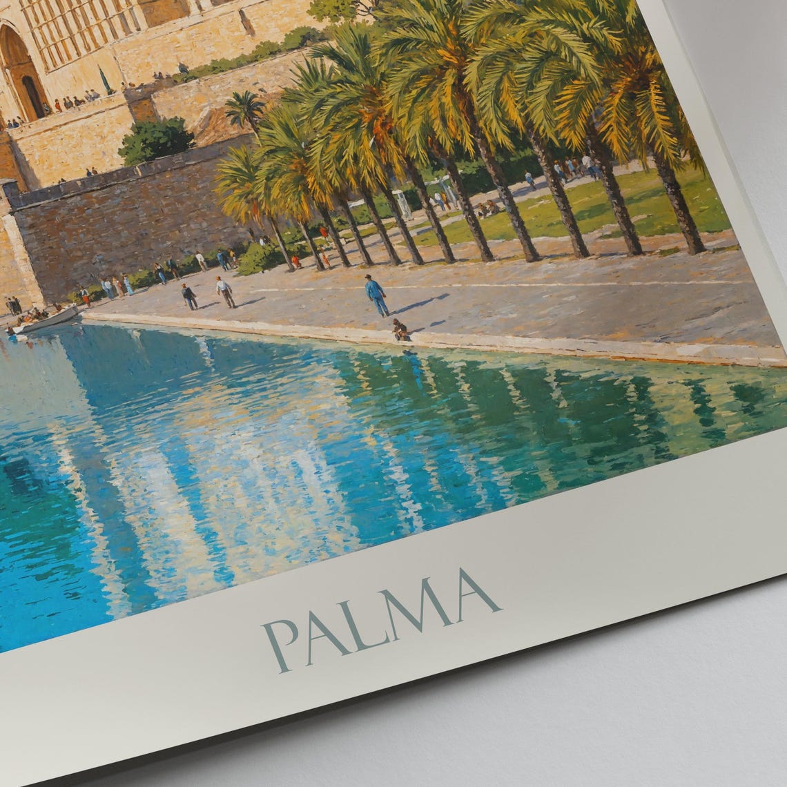 Palma Mallorca Spain Cathedral Waterfront Painted Travel Poster - Image 3