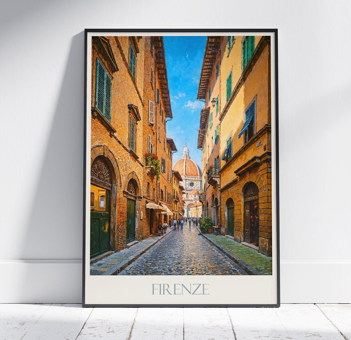Charming Florence Firenze Duomo Street Old Town Italy Travel Poster