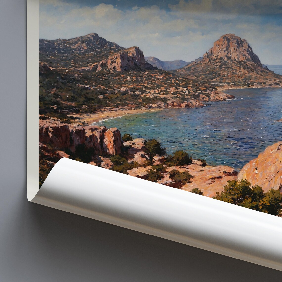 Sardegna Italy Sardinia Rugged Rocky Coastline Blue Sea Art Poster - Image 3