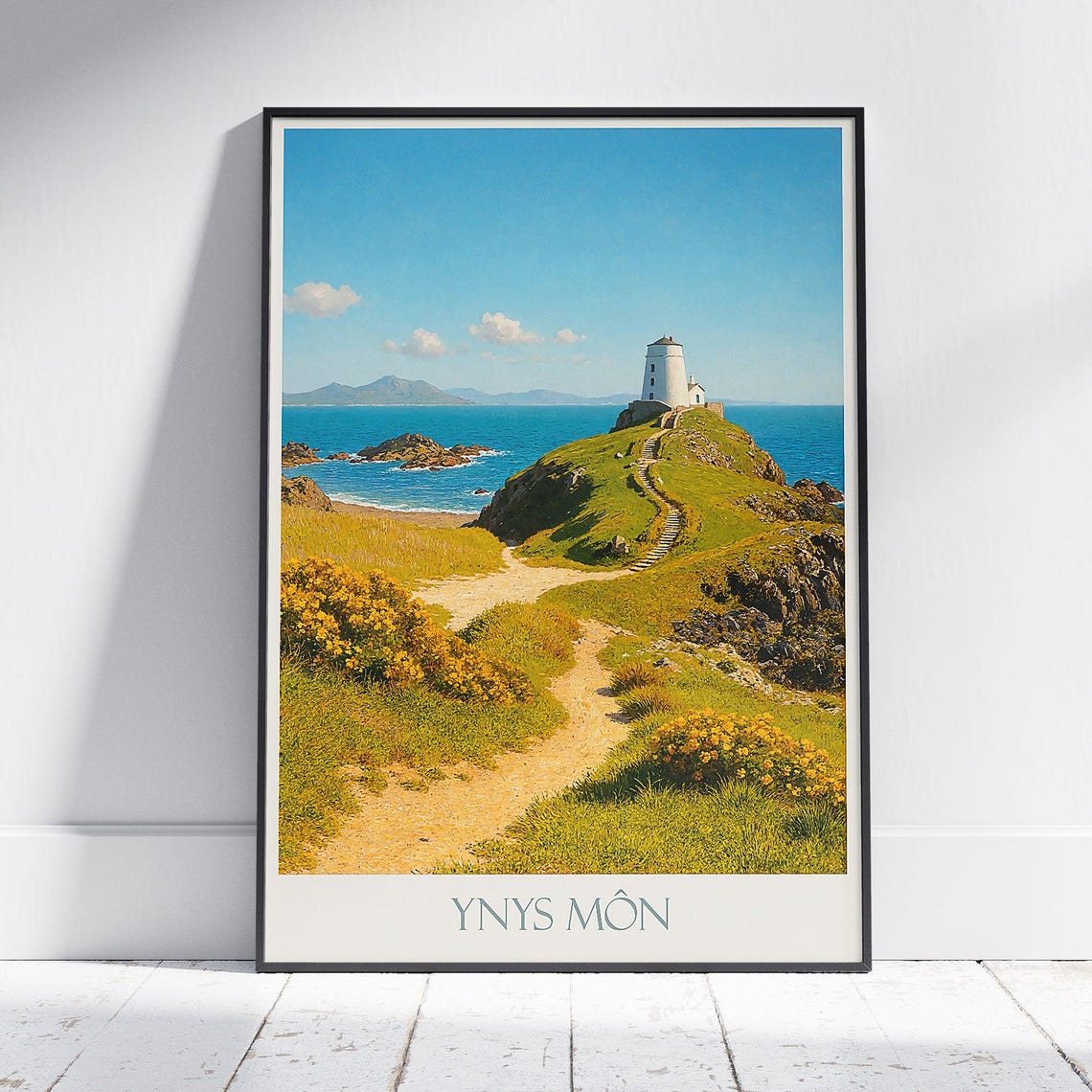 Ynys Mon Island Lighthouse on the Anglesey Coast Travel Poster
