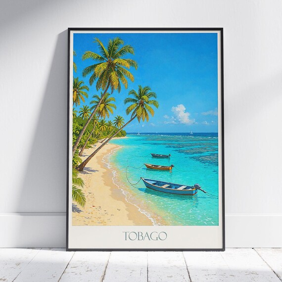 Tobago Travel Poster Tropical Beach Art Print Caribbean Island Wall Paradise Home Decor Summer Vacation Gift
