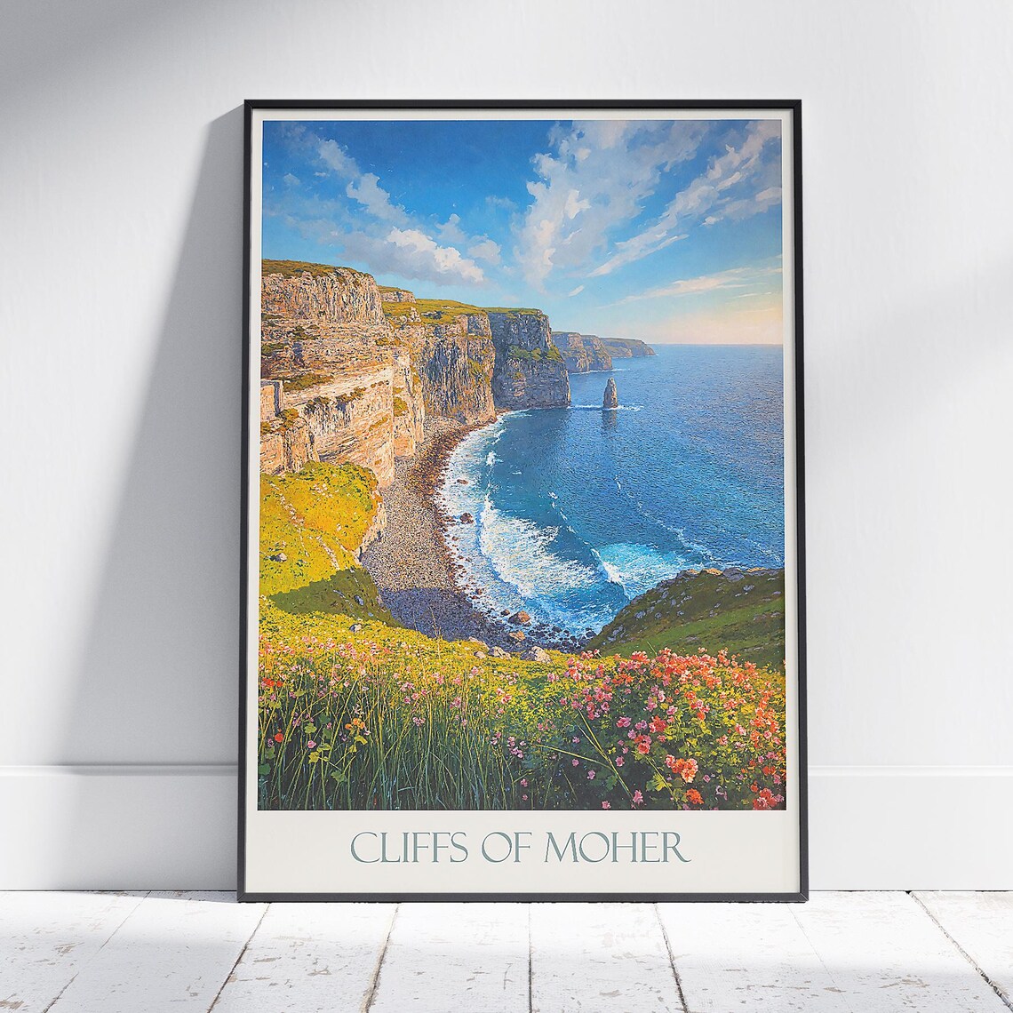 Cliffs Of Moher Ireland Travel Poster Painted Coastal Seascape Decor